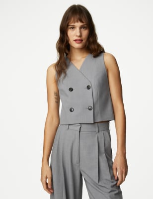 

Womens M&S Collection Tailored Double Breasted Waistcoat - Grey Marl, Grey Marl