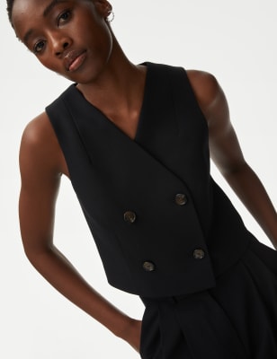 

Womens M&S Collection Tailored Double Breasted Waistcoat - Black, Black