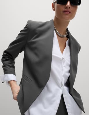 

Womens M&S Collection Collarless Blazer - Thunder, Thunder