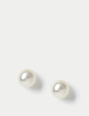 M&S Collection Women's Pearl Stud Earring - White, White