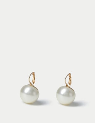 M&S Women's Pearl Drop Clip On Earring - Gold, Gold