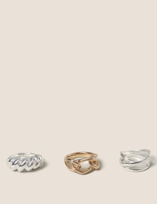 

Womens M&S Collection Mixed Metal Chunky Rings, Metal