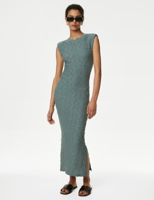 

Womens M&S Collection Jersey Textured Midi Bodycon Dress - Dark Sage, Dark Sage