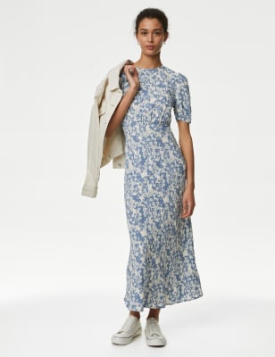 

Womens M&S Collection Ditsy Floral Midaxi Tea Dress - Blue Mix, Blue Mix