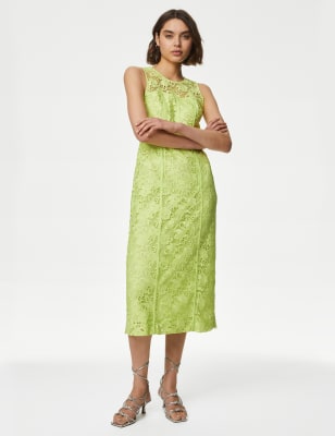 

Womens M&S Collection Lace Midi Column Dress - Soft Lime, Soft Lime