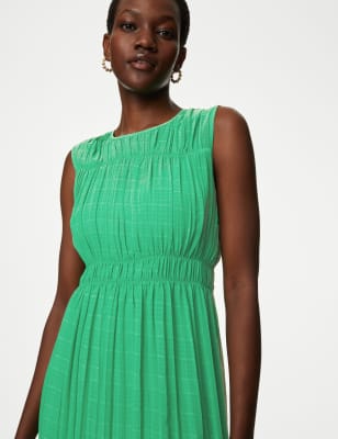

Womens M&S Collection Smocked Midaxi Waisted Dress - Green, Green