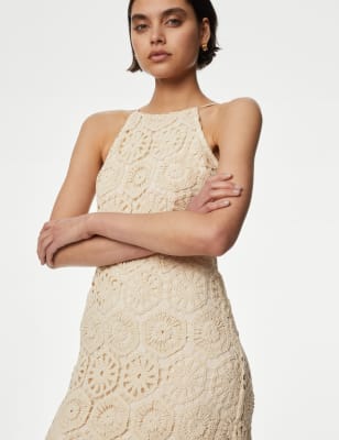 

Womens M&S Collection Cotton Rich Textured Midaxi Slip Dress - Ecru, Ecru