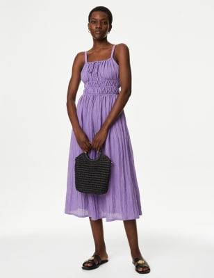 

Womens M&S Collection Round Neck Strappy Midaxi Smock Dress - Purple, Purple