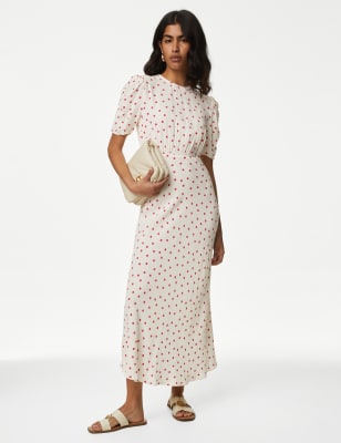 

M&S Collection Vestido de tarde maxi a media pierna estampadoWomens - Pink Mix, Pink Mix
