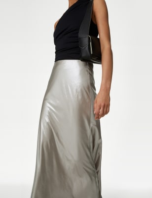 

Womens M&S Collection Metallic Maxi Slip Skirt, Metallic