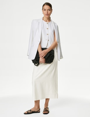 

Womens M&S Collection Midaxi-Cargorock aus Leinenmischgewebe - White, White