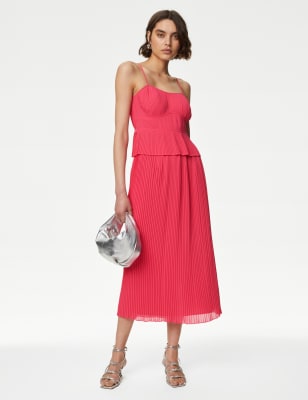 Pleated Midi Skirt BRIGHT PINK Skirts M S FI