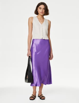 

Womens M&S Collection Satin Midaxi Slip Skirt - Amethyst, Amethyst