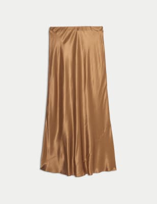 

Womens M&S Collection Satin Midaxi Slip Skirt - Soft Bronze, Soft Bronze