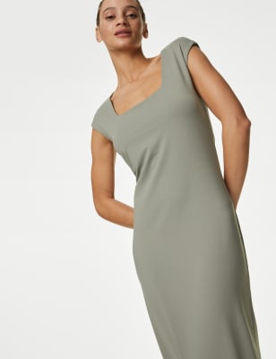 

Womens M&S Collection Square Neck Midi Column Dress - Dark Khaki, Dark Khaki