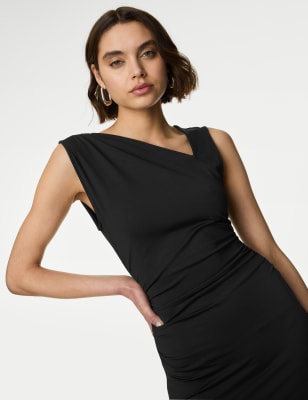 

Womens M&S Collection Asymmetric Ruched Midaxi Bodycon Dress - Black, Black