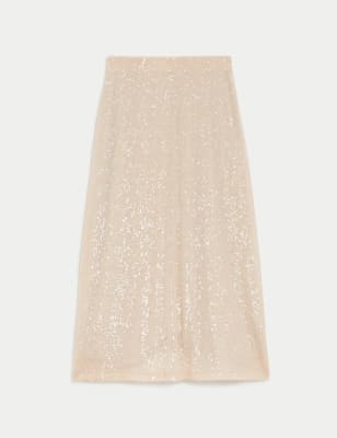 

Womens M&S Collection Sequin Midaxi Slip Skirt - Champagne, Champagne
