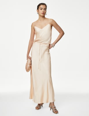 

Womens M&S Collection Satin Maxi Slip Skirt - Pink, Pink