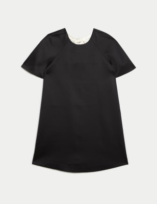 

Womens M&S Collection Bow Detail Round Neck Mini Shift Dress - Black, Black