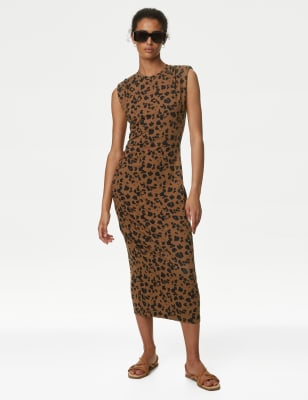 

Womens M&S Collection Jersey Animal Print Midi Column Dress - Natural Mix, Natural Mix
