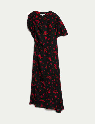 

Womens M&S Collection Floral Round Neck Midi ColumnDress - Black Mix, Black Mix