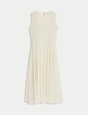 

M&S Collection Vestido skater de malla a media pierna con cuello redondoWomens - Ecru, Ecru