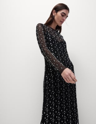 

Womens M&S Collection Embellished Midaxi Column Dress - Black/Black, Black/Black