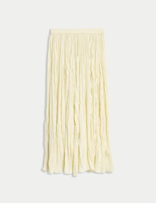 

Womens M&S Collection Textured Pleated Midi Slip Skirt, Buttermilk