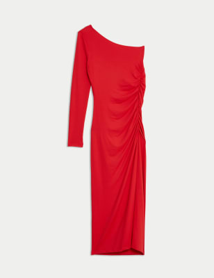 

Womens M&S Collection One Shoulder Midi Bodycon Dress - Red Orchid, Red Orchid