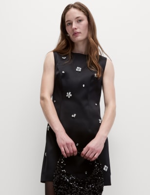 

Womens M&S Collection Embellished Mini Shift Dress - Black, Black