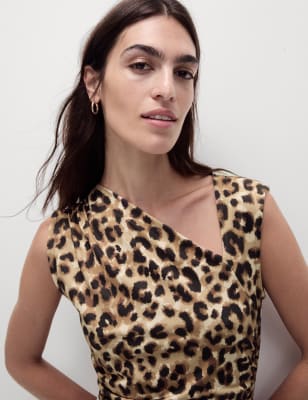 

Womens M&S Collection Animal Print Asymmetric Midaxi Bodycon Dress - Brown Mix, Brown Mix