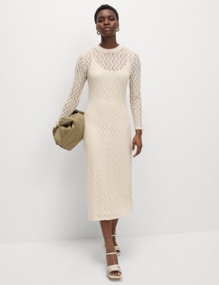 

Womens M&S Collection Lace Midaxi Column Dress, Ivory