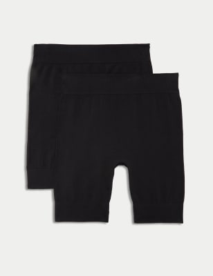 

Womens M&S Collection 2pk Cotton Rich Light Control Anti Chafe Shorts - Black, Black