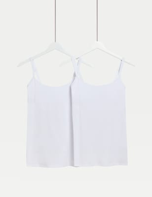 

Womens M&S Collection 2pk Cotton Rich Secret Support™ Vests, White