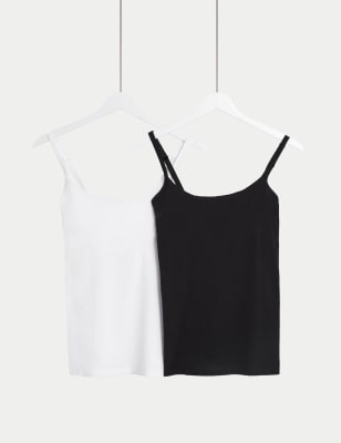 

Womens M&S Collection 2pk Cotton Rich Secret Support™ Vests - White Mix, White Mix