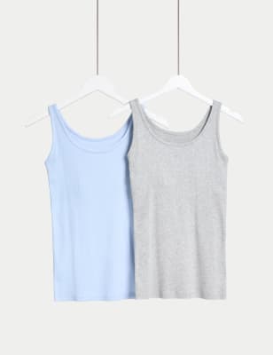 

Womens M&S Collection 2pk Cotton Rich Secret Support™ Vests - Light Wedgewood, Light Wedgewood