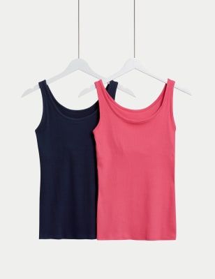 

Womens M&S Collection 2pk Cotton Rich Secret Support™ Vests - Watermelon, Watermelon