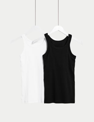 

Womens M&S Collection 2pk Cotton Rich Secret Support™ Vests - White Mix, White Mix