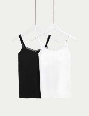 

Womens M&S Collection 2pk Cotton Rich Secret Support™ Vests - White Mix, White Mix