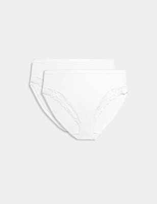 

Womens M&S Collection 2pk Firm Control High Leg Knickers - White, White