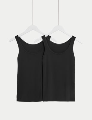 

Womens Body by M&S 2pk Flexifit™ Modal Rich Vests - Black, Black