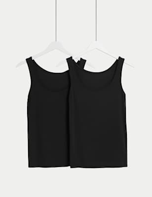 

Womens Body by M&S 2pk Flexifit™ Modal Rich Vests - Black, Black