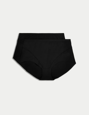 

M&S Collection Pack de 2 braguitas altas de sujeción ligera sin marcasWomens - Black, Black