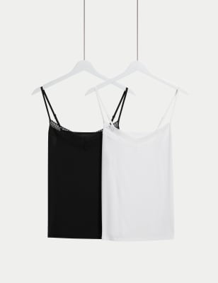 

Womens M&S Collection 2pk Cool Comfort Vest - White Mix, White Mix