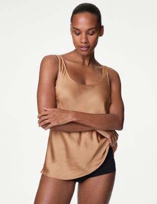 

Womens M&S Collection Satin Cool Comfort™ Built Up Shoulder Vest - Rich Amber, Rich Amber