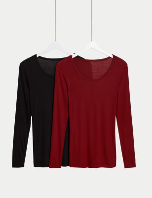 

Womens M&S Collection 2pk Heatgen™ Thermal Ribbed Tops - Dark Red Mix, Dark Red Mix