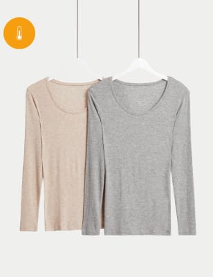 

Womens M&S Collection 2pk Heatgen™ Thermal Ribbed Tops - Grey Mix, Grey Mix