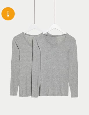 

Womens M&S Collection 2pk Heatgen™ Light Thermal Long Sleeve Tops - Light Grey, Light Grey