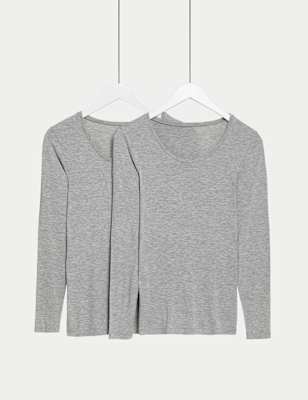 

Womens M&S Collection 2pk Heatgen™ Light Thermal Long Sleeve Tops - Light Grey, Light Grey