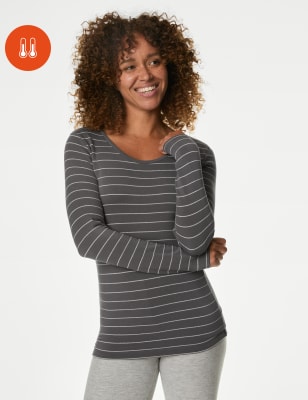 

Womens M&S Collection Heatgen™ Medium Thermal Striped Top - Charcoal Mix, Charcoal Mix